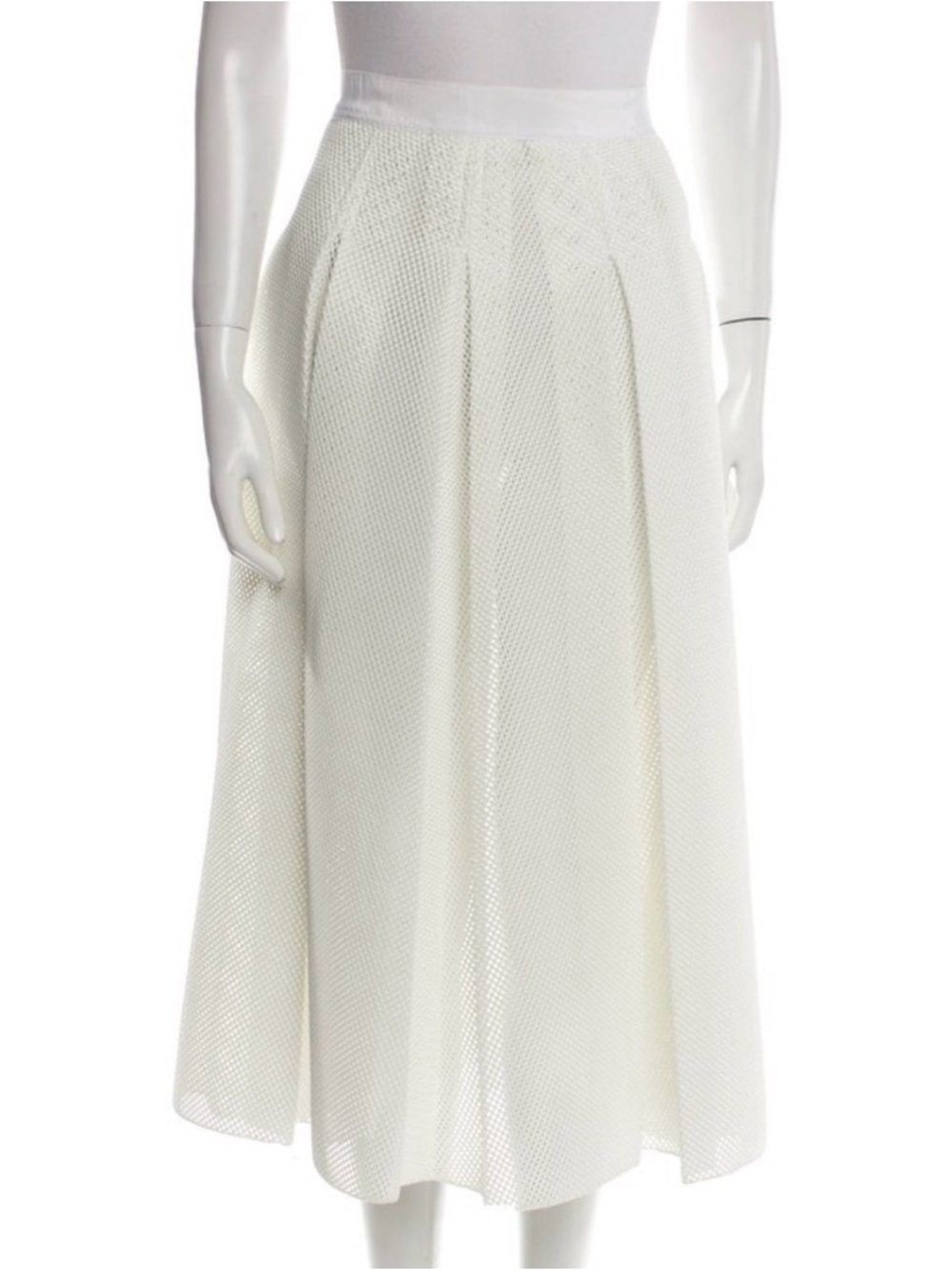 Max Mara White Textured Midi Skirt - Women's Elegant A-Line